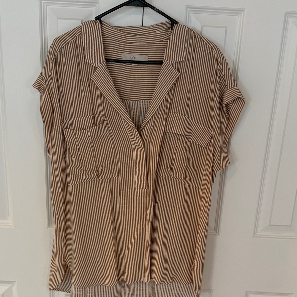 LOFT Women's Button Down Striped Shirt